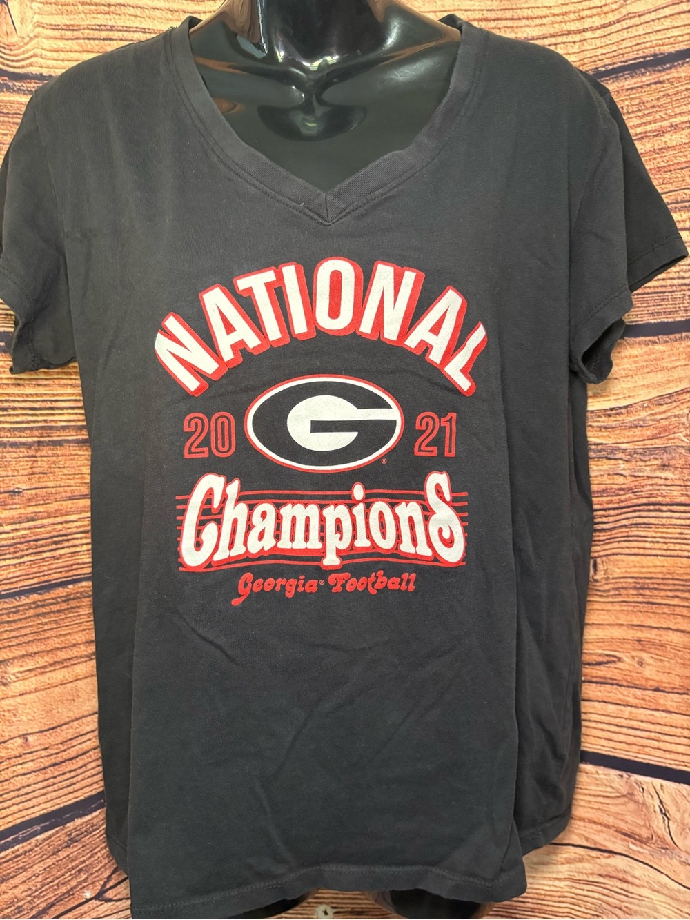 47 Black VβNeck National Champions Tee UGA University OG Georgia GO DAWGS!